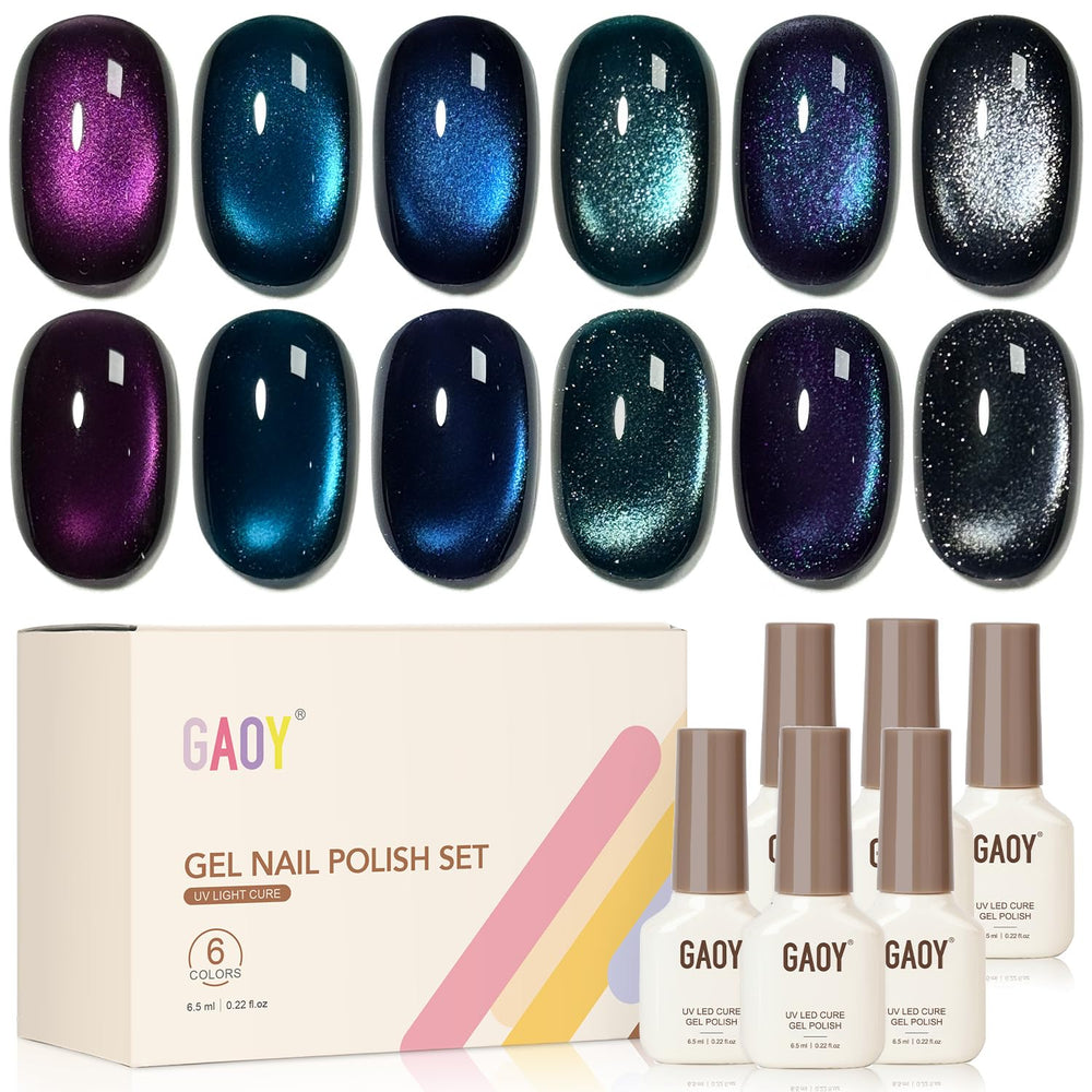 GAOY laca gel ojo de gato purpura, brillo intenso para uñas