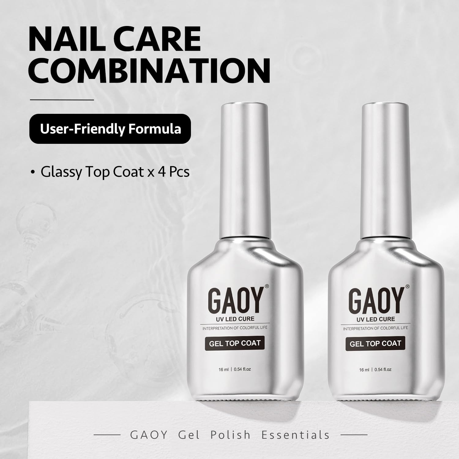 GAOY high-gloss finish enhances clarity and depth of gel polish.