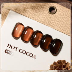 GAOY Hot Cocoa swatch layer previewing buildable translucence for DIY nails