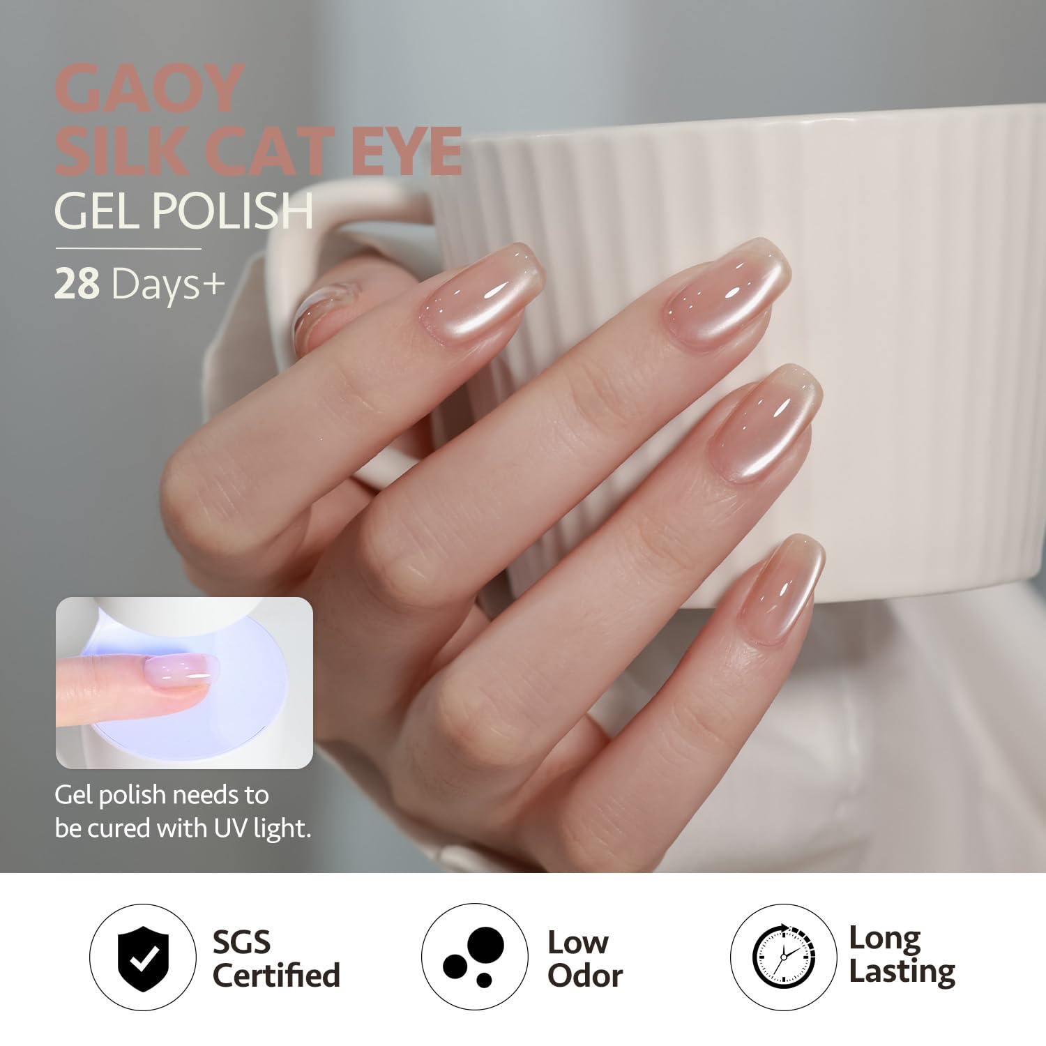 GAOY Icy Glass Cat Eye con imán para efecto Cat Eye brillante.