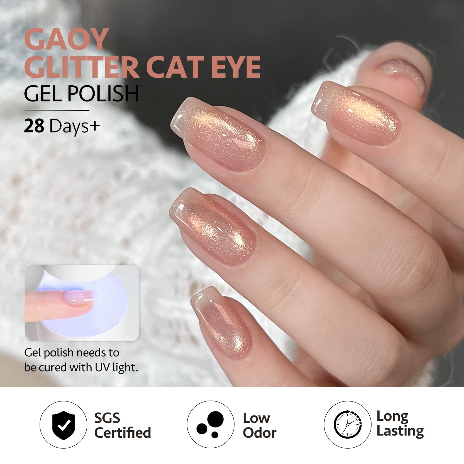 GAOY Imán Cat Eye: forma el efecto deseado antes de curar.