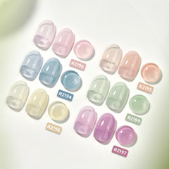 GAOY Jelly Azul Transparente, acabado suave ideal para uñas naturales.
