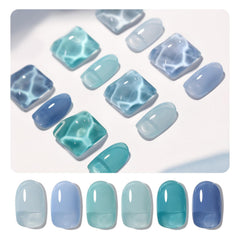 GAOY Jelly Blue set: empaque con 6 colores translúidos para arte de uñas en casa