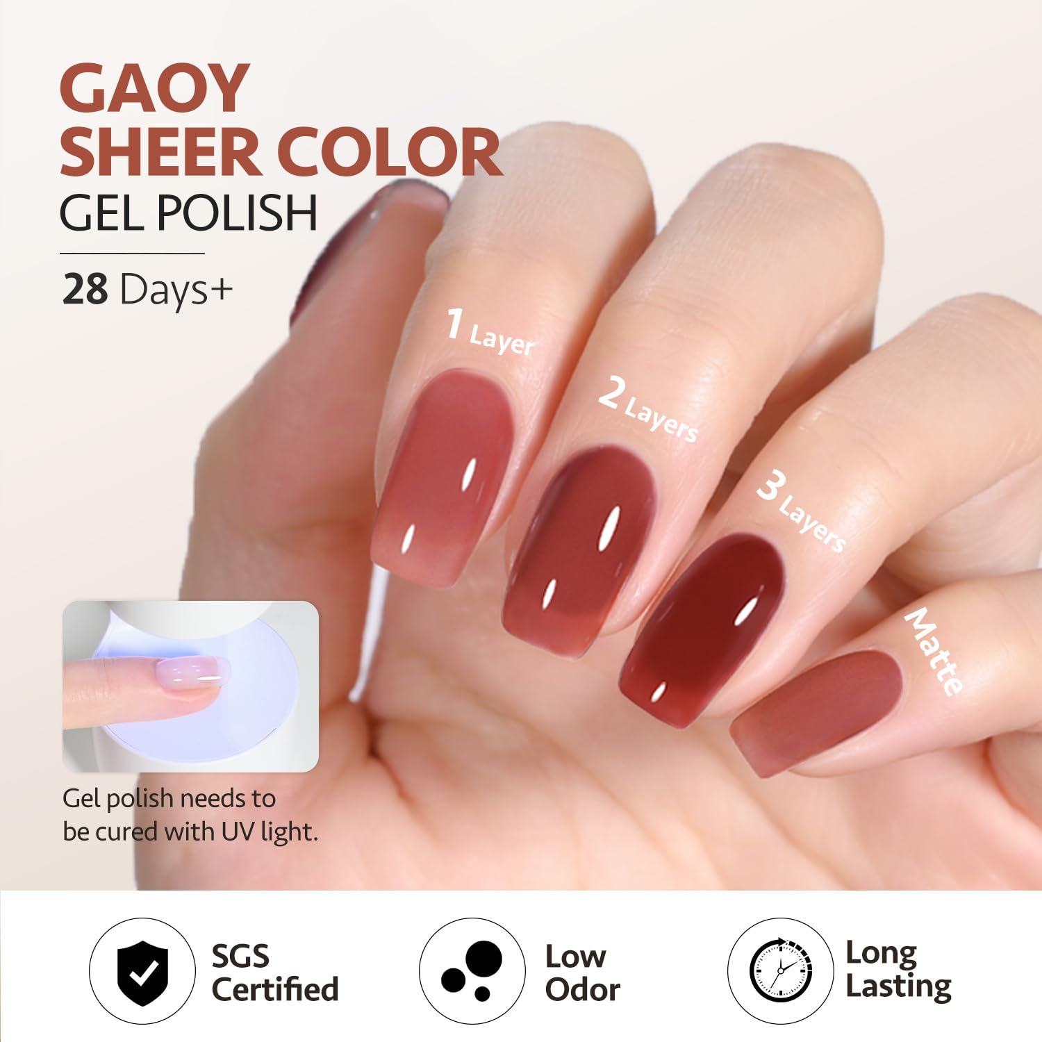 GAOY Jelly Brown Gel Uñas color adicional 1 para variaciones