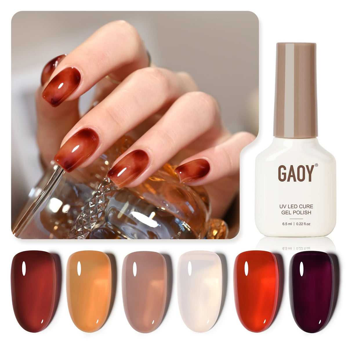GAOY Jelly Brown Gel Uñas transparente para capas suaves y acabado natural
