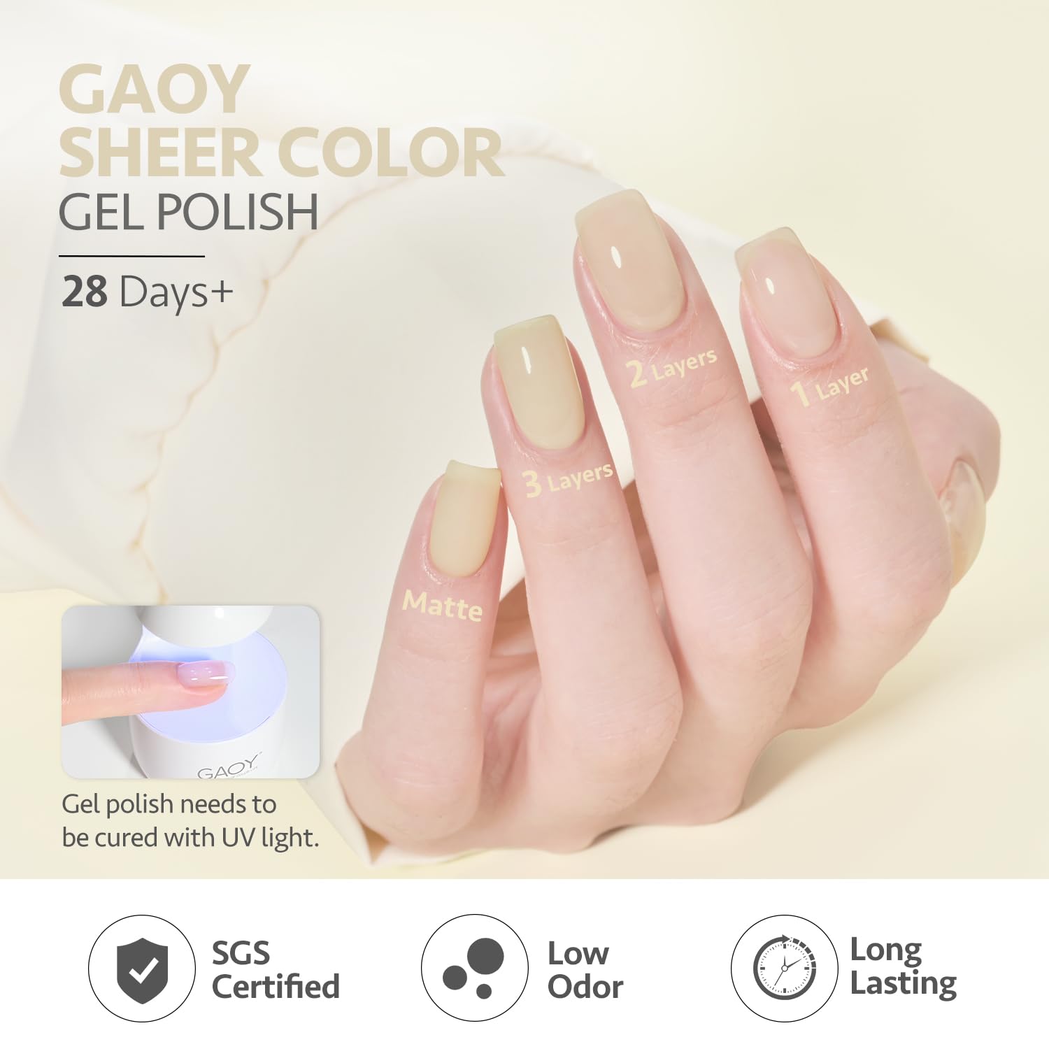 GAOY Jelly Curado UV, secado rápido para uso diario.
