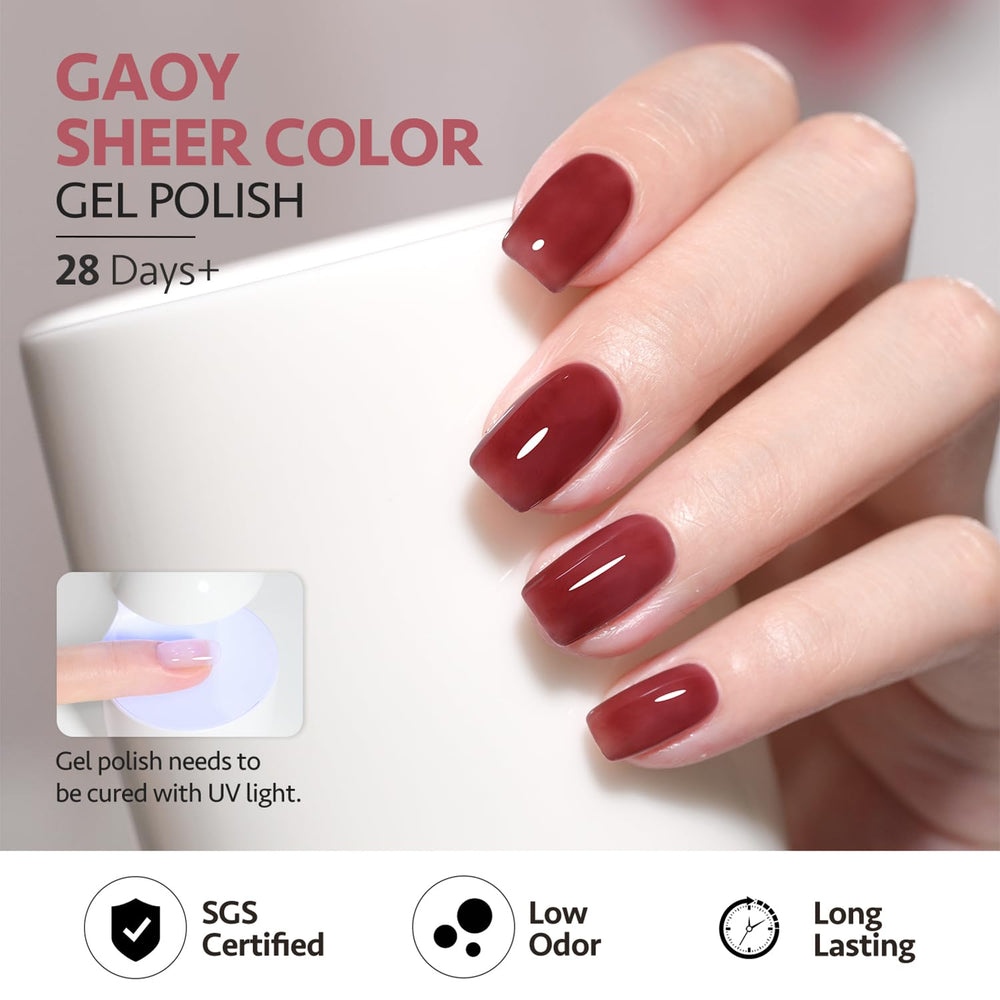 GAOY Jelly Gel: acabado jelly brillante para uñas modernas.