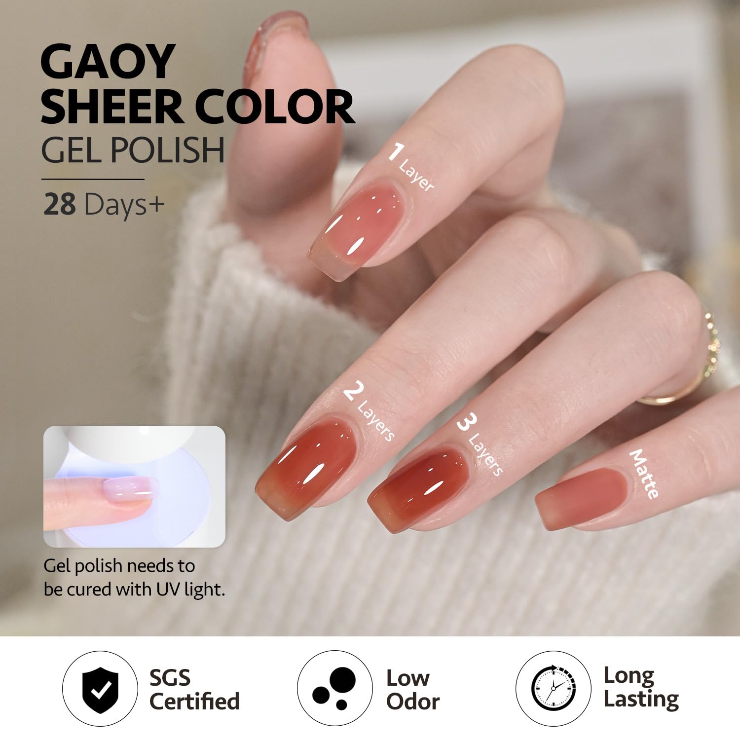 GAOY Jelly Gel tono rosa suave para un look delicado.