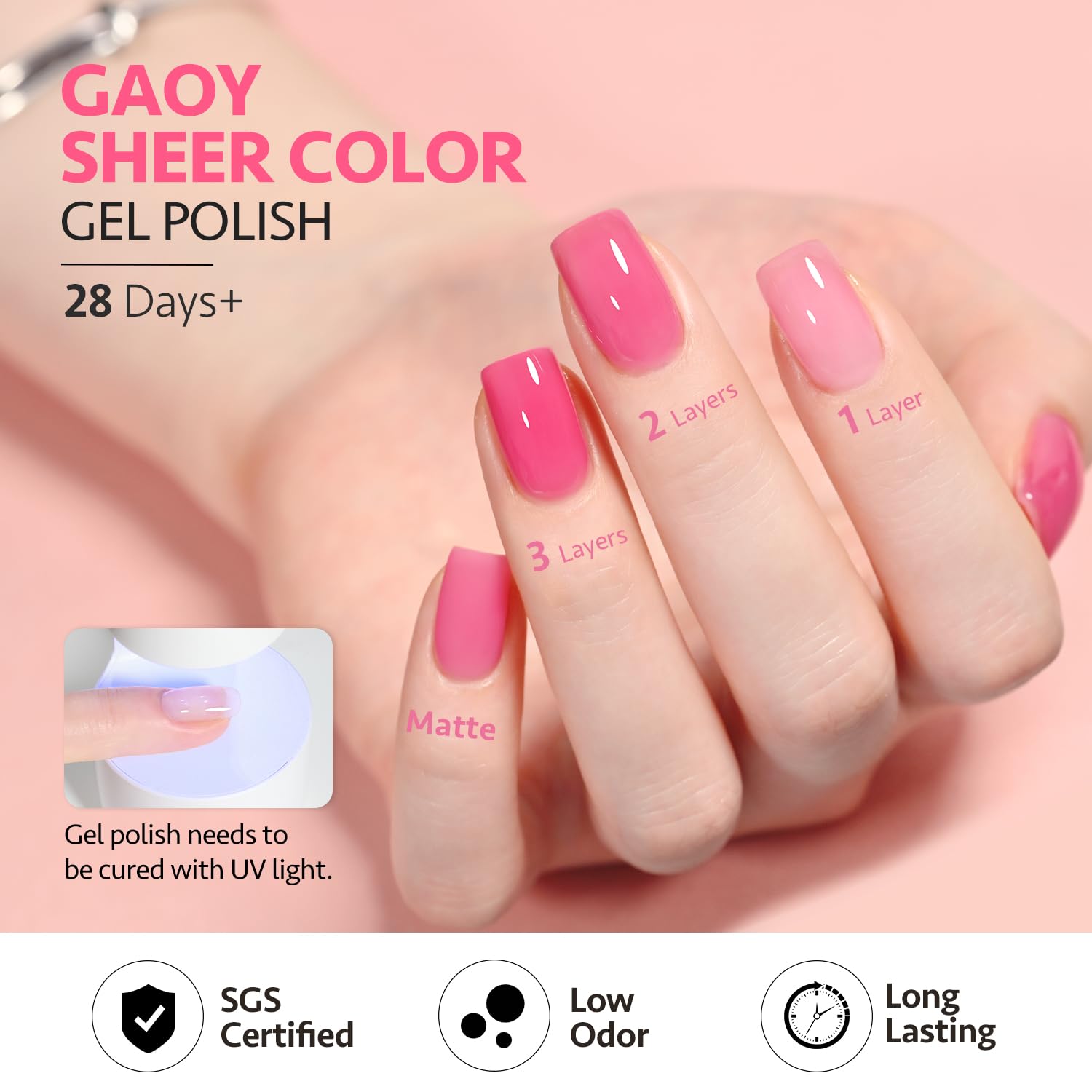 GAOY Pink Tulip sheer shade delivering subtle glossy finish.