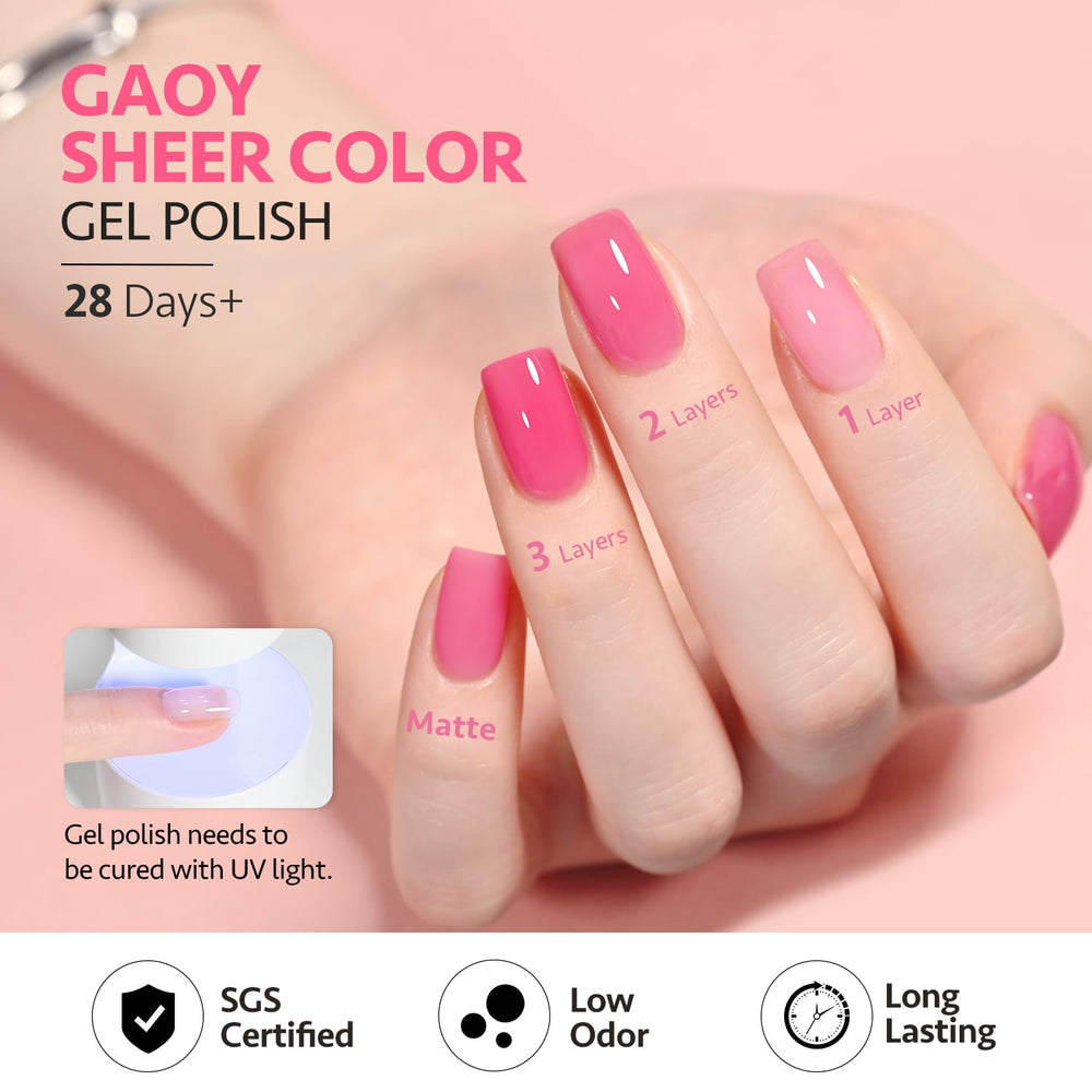 GAOY Pink Tulip sheer shade delivering subtle glossy finish.
