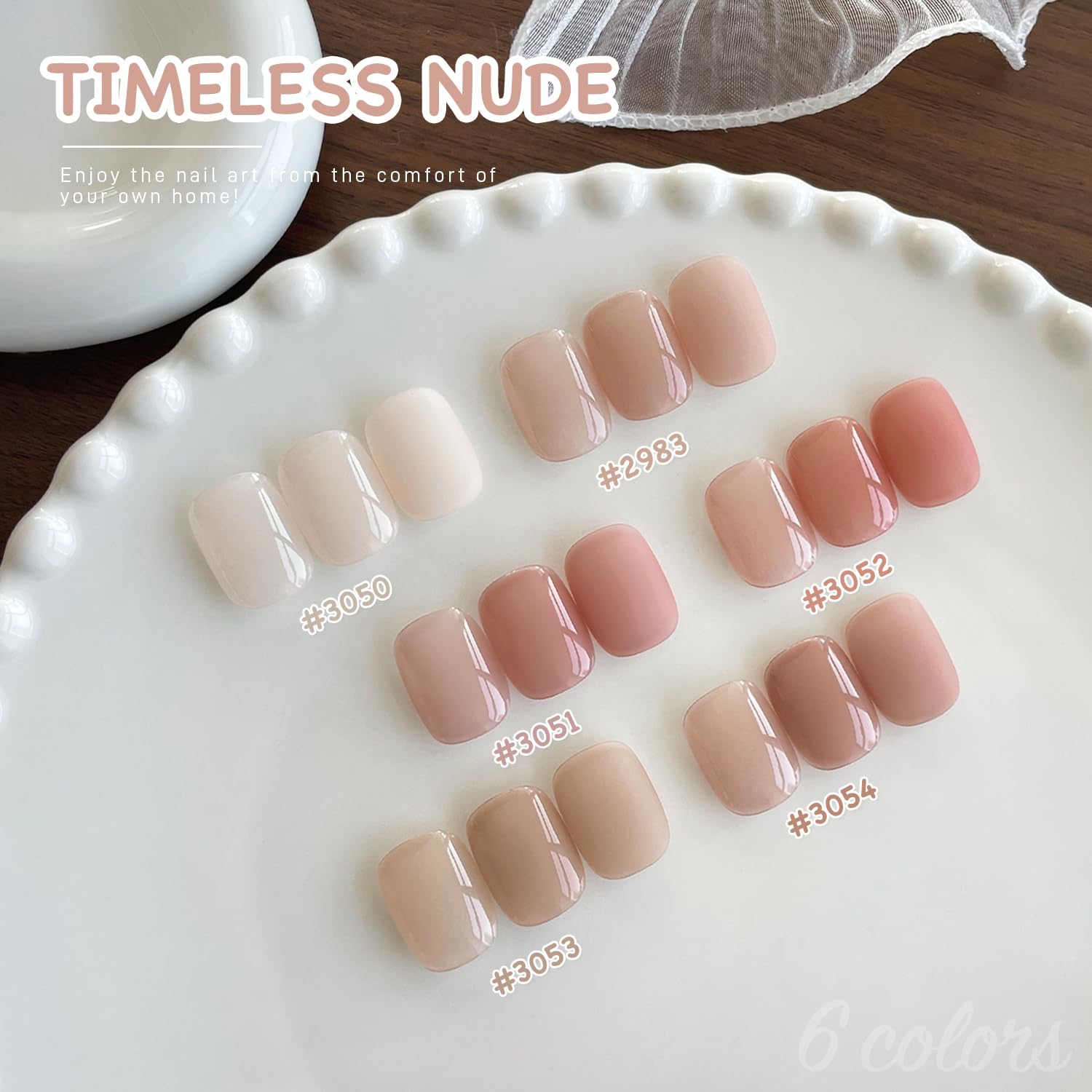 GAOY Jelly Gel Polish Set six-color palette for versatile home or salon nails.
