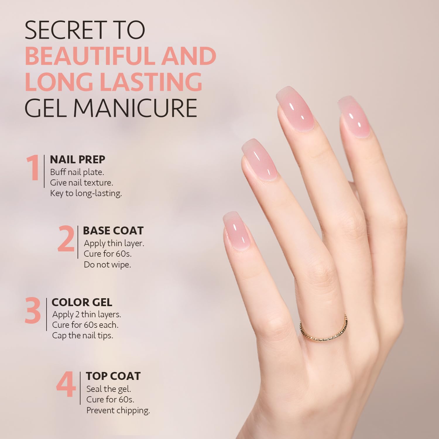 GAOY Jelly Gel tono piel: color natural suave para uñas.