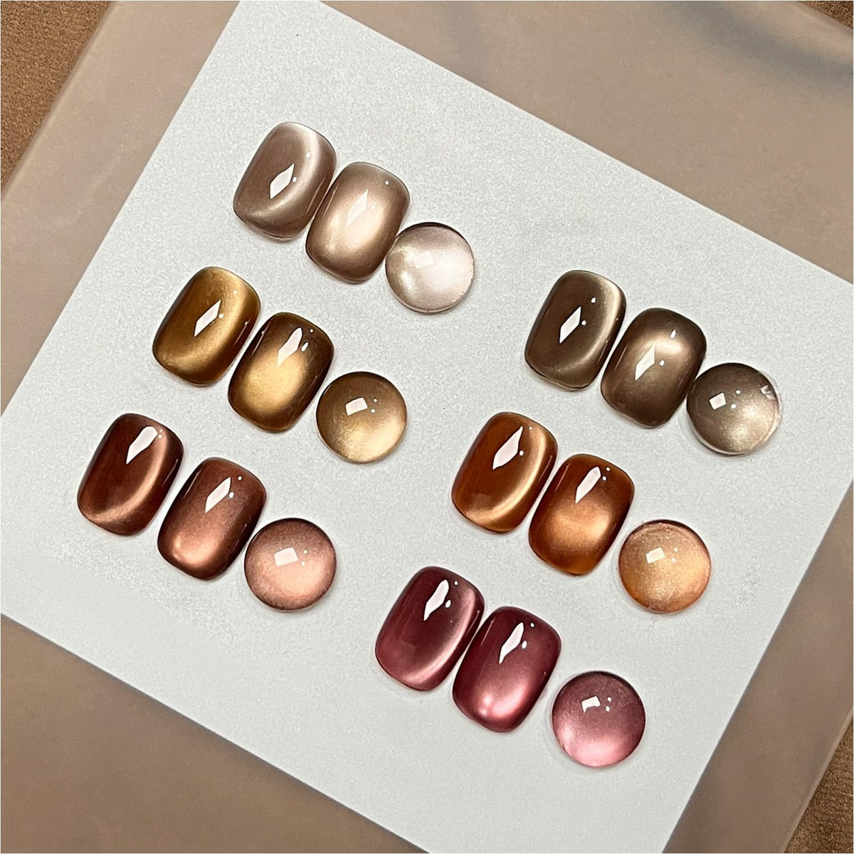 GAOY Jelly marrón con paleta de colores, efecto ojo de gato para uñas brillantes