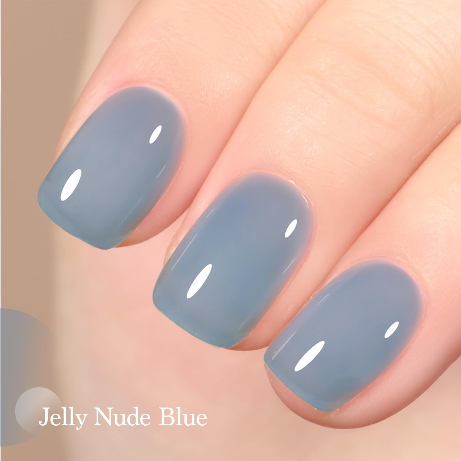 GAOY Jelly Nude Blue gel nail polish curing under UV lamp for fast dry