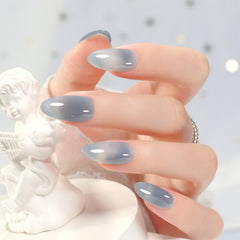 GAOY Jelly Nude Blue gel nail polish on nails during application for DIY nail art