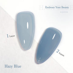 GAOY Jelly Nude Blue gel nail polish swatches showing buildable sheer-to-opaque color