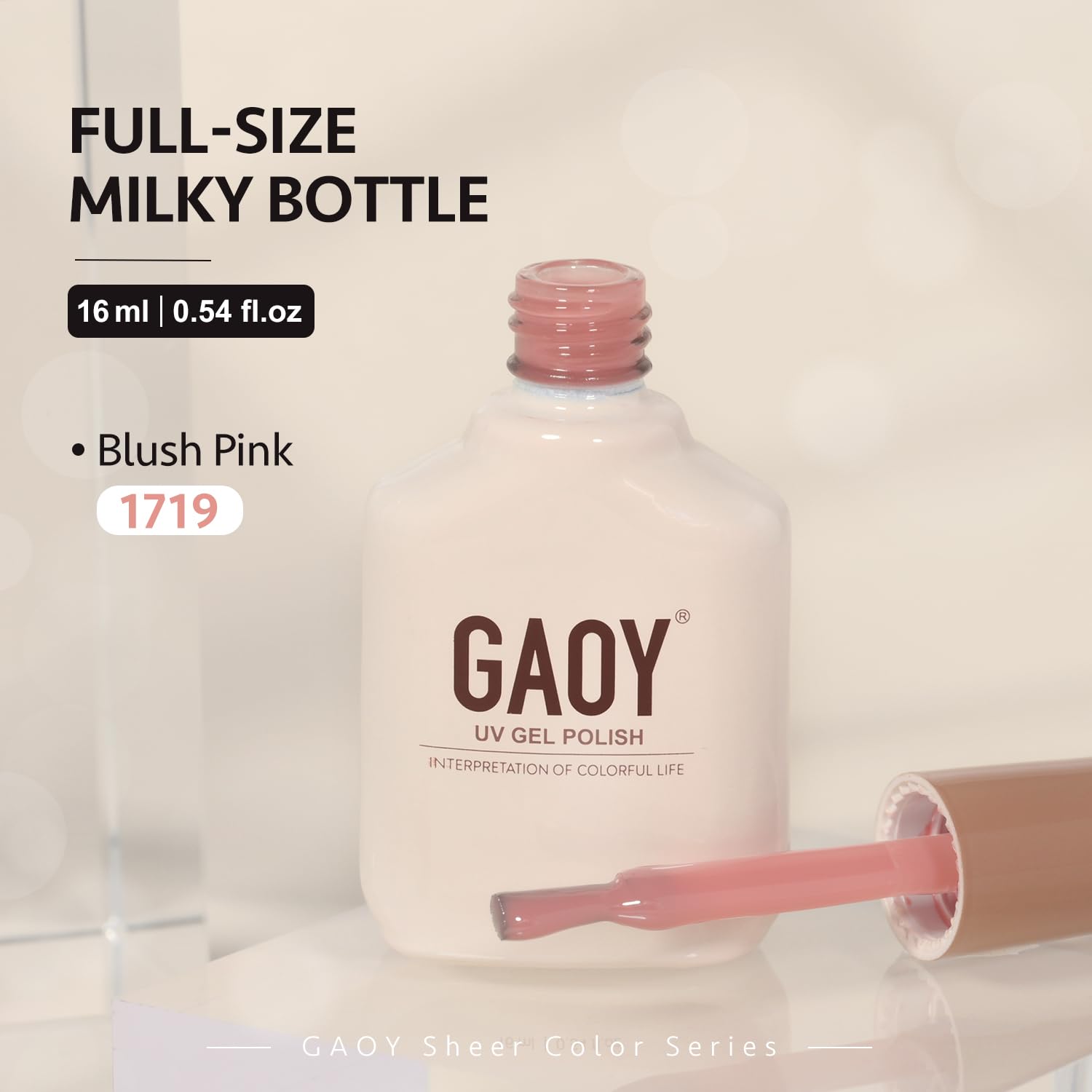 GAOY Jelly Nude Gel Nail Polish finished manicure in soft pink glow.