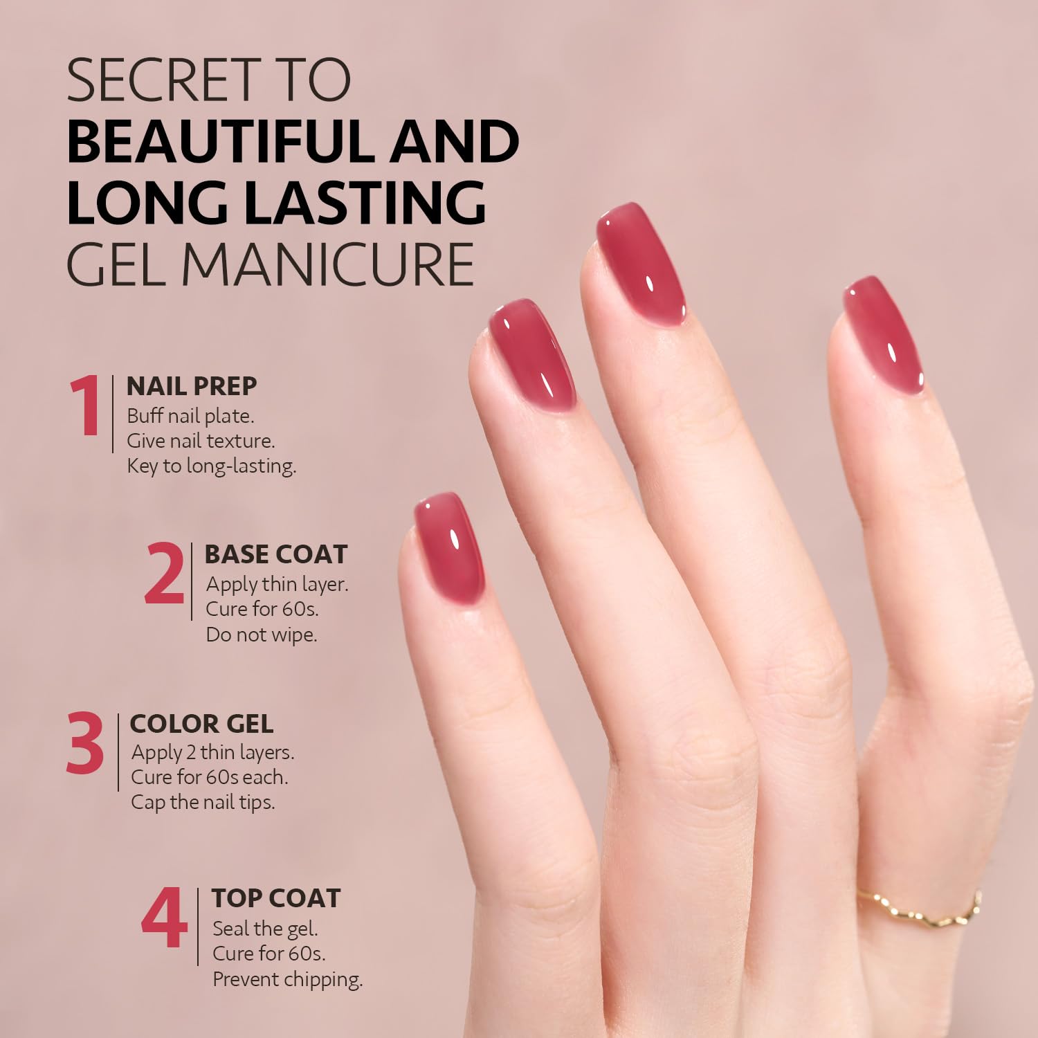 GAOY Jelly Nude with top coat creates a glossy jelly finish