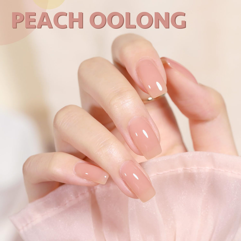 GAOY Jelly Nude Peach with top coat for a shimmering jelly finish