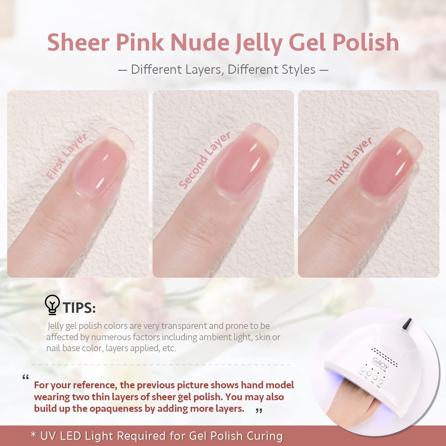 GAOY Jelly Nude Pink gel translúcido para combinaciones de color suaves
