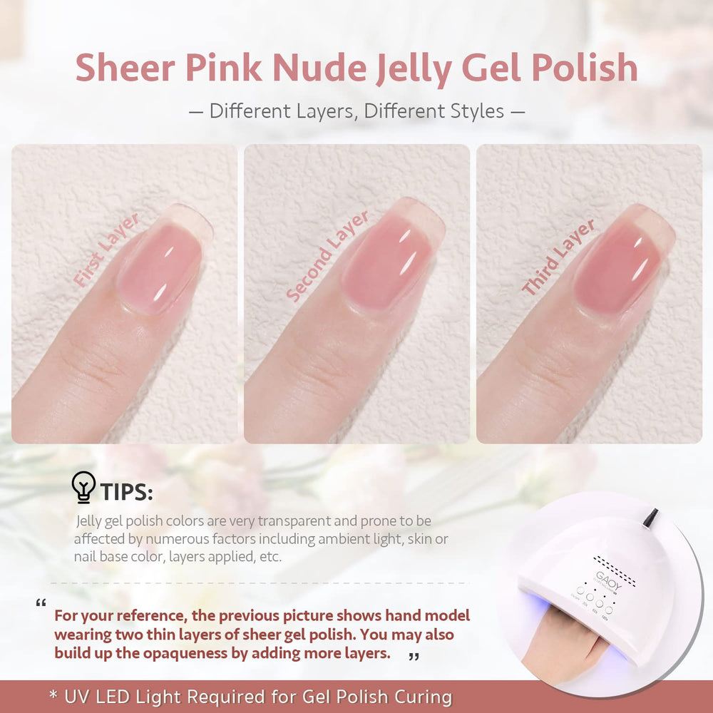 GAOY Jelly Nude Pink gel translúcido para combinaciones de color suaves