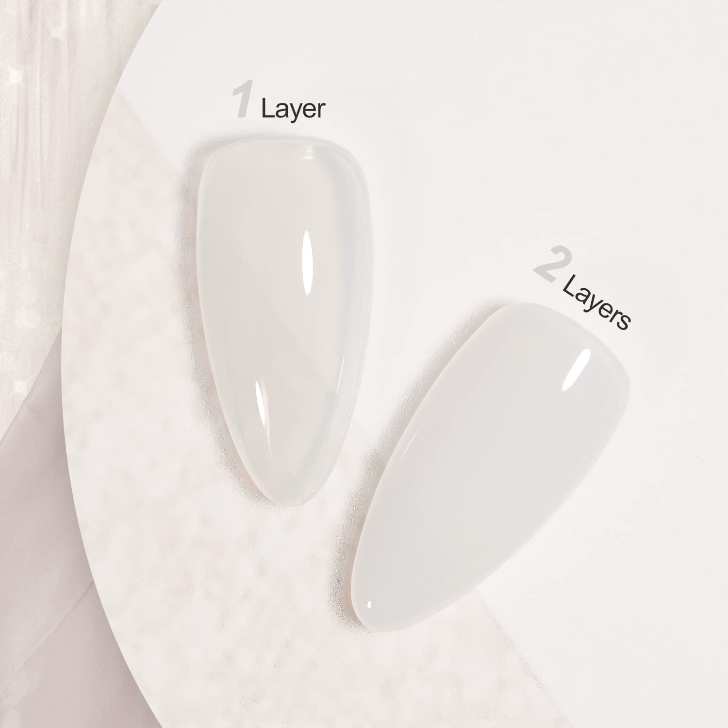 GAOY Jelly Nude swatch on nail showing buildable translucence.