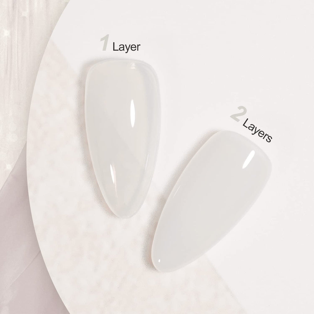 GAOY Jelly Nude swatch on nail showing buildable translucence.
