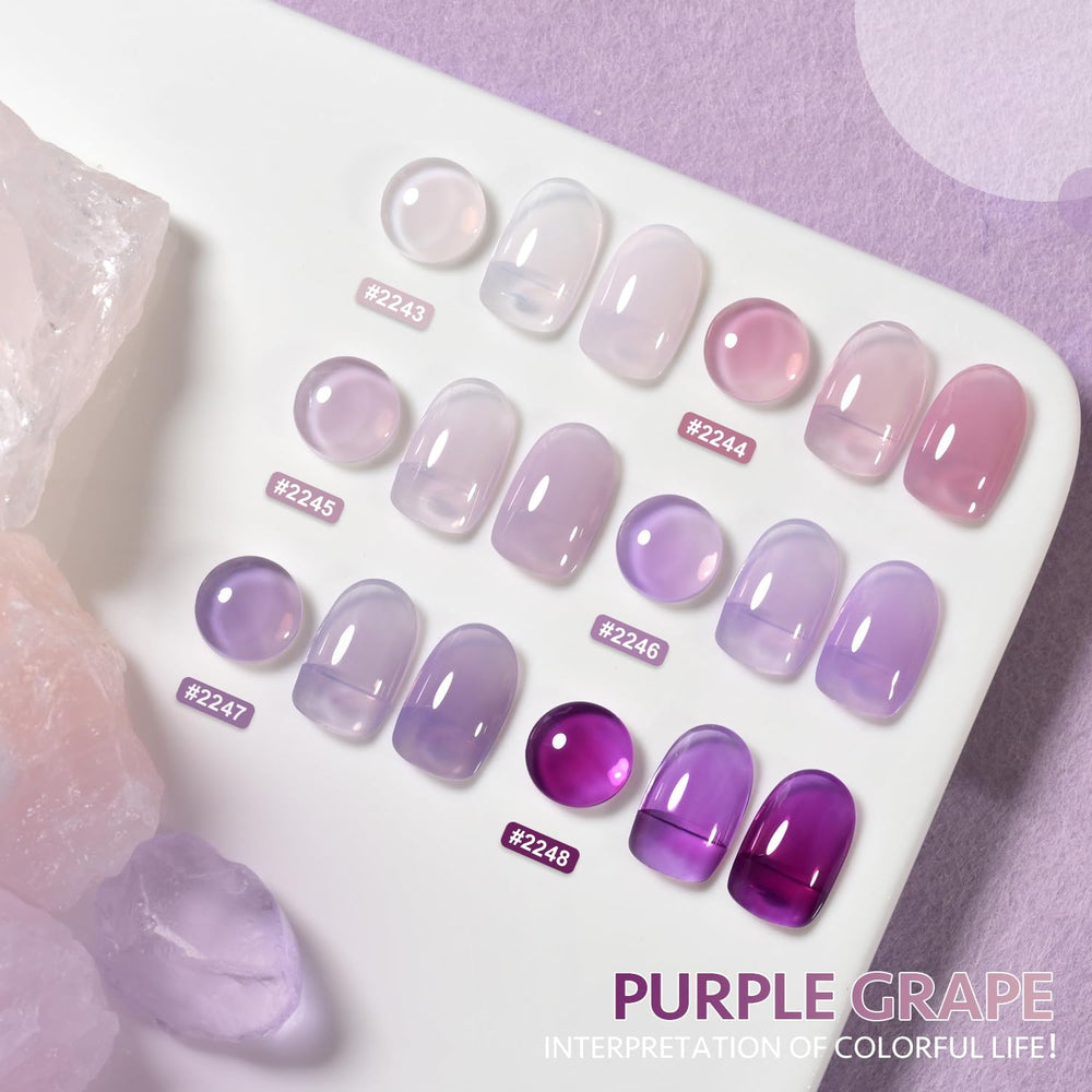 GAOY Jelly Púrpura gel, muestra de 6 colores para uñas