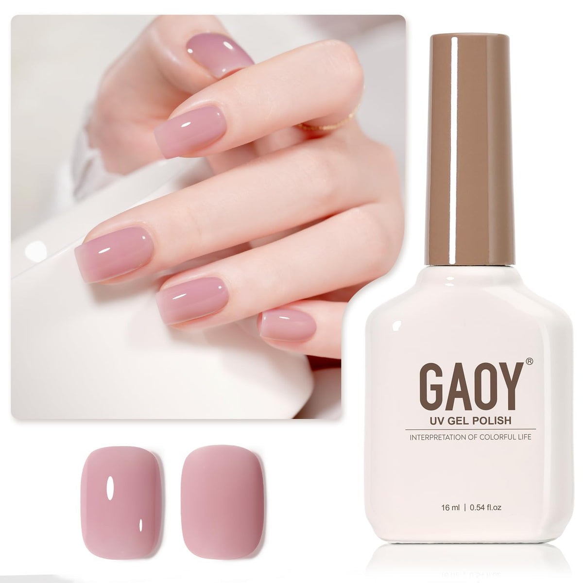 GAOY Jelly Purple Nail Polish bottle 16ml shows buildable sheer color for at-home nails