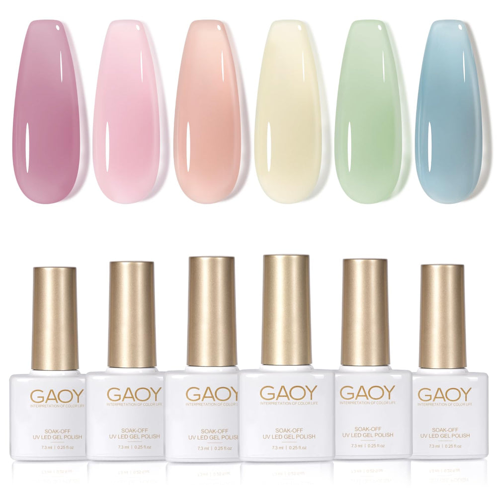 GAOY Jelly Verde Primavera, laca gel translúcida para un acabado ligero y duradero.