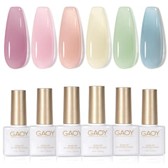 GAOY Jelly Verde Primavera, laca gel translúcida para un acabado ligero y duradero.