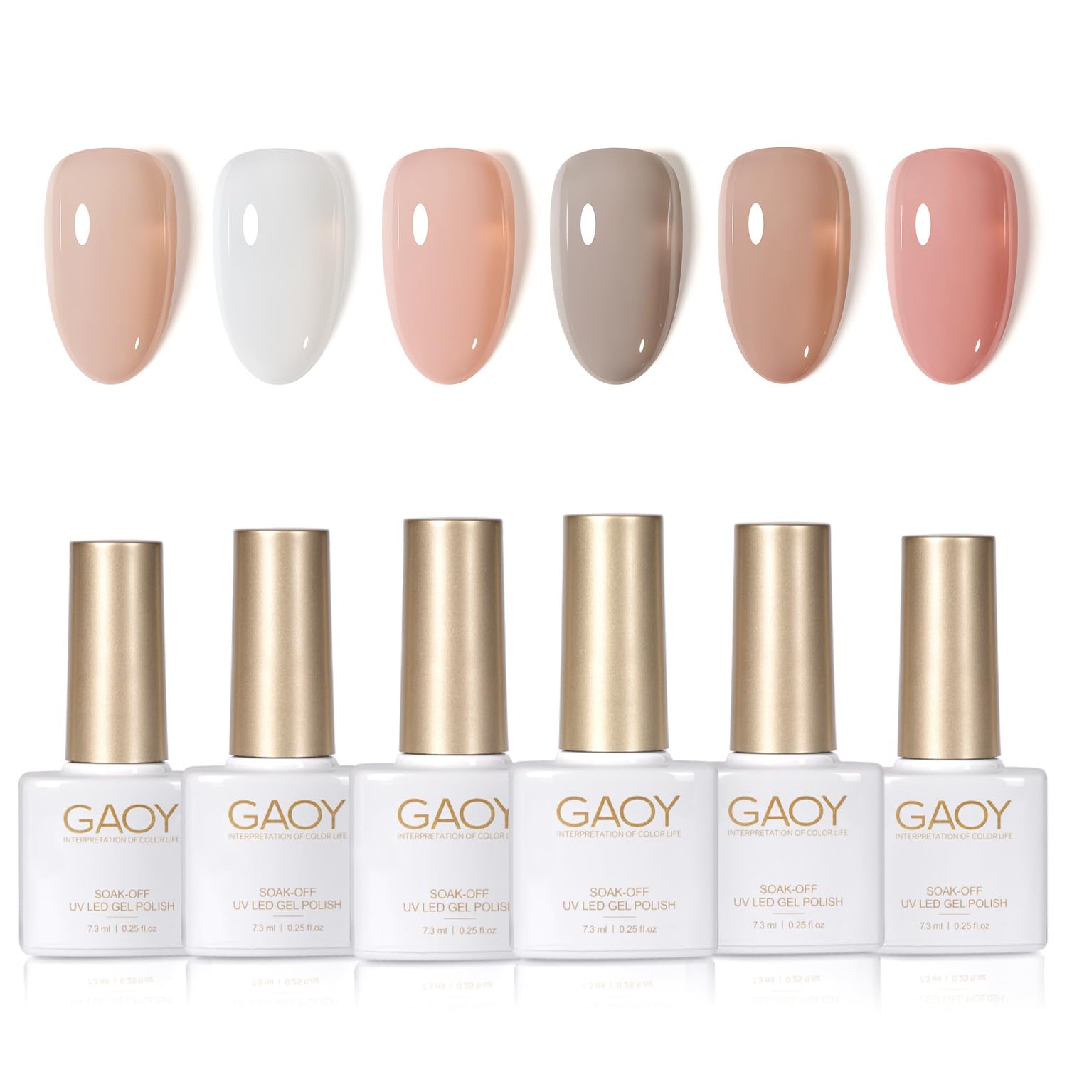 GAOY Jelly White Pink gel polish set displayed for at-home nail art inspiration