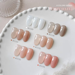 Swatches show sheer to opaque GAOY colors for personalized nail looks