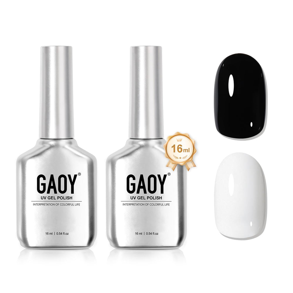 GAOY kit esmalte gel uñas negro y blanco para manicura en casa
