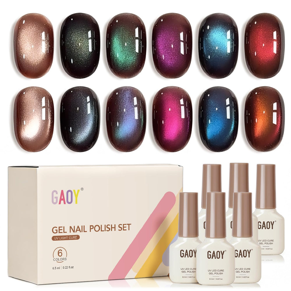 GAOY kit uñas gel ojo de gato marrón, imán incluido para efectos