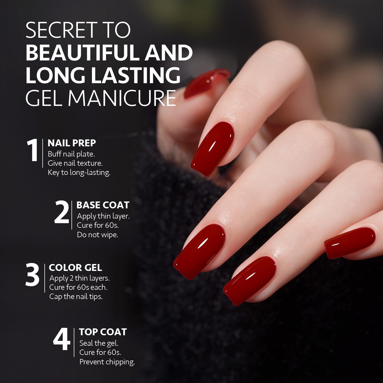 GAOY laca gel bordo: color intenso para manicura en casa.