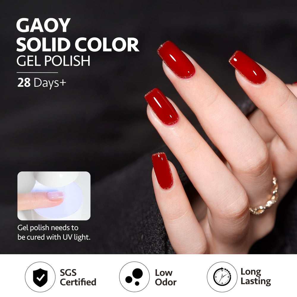 GAOY laca gel bordo: secado rápido y acabado duradero en cada capa.