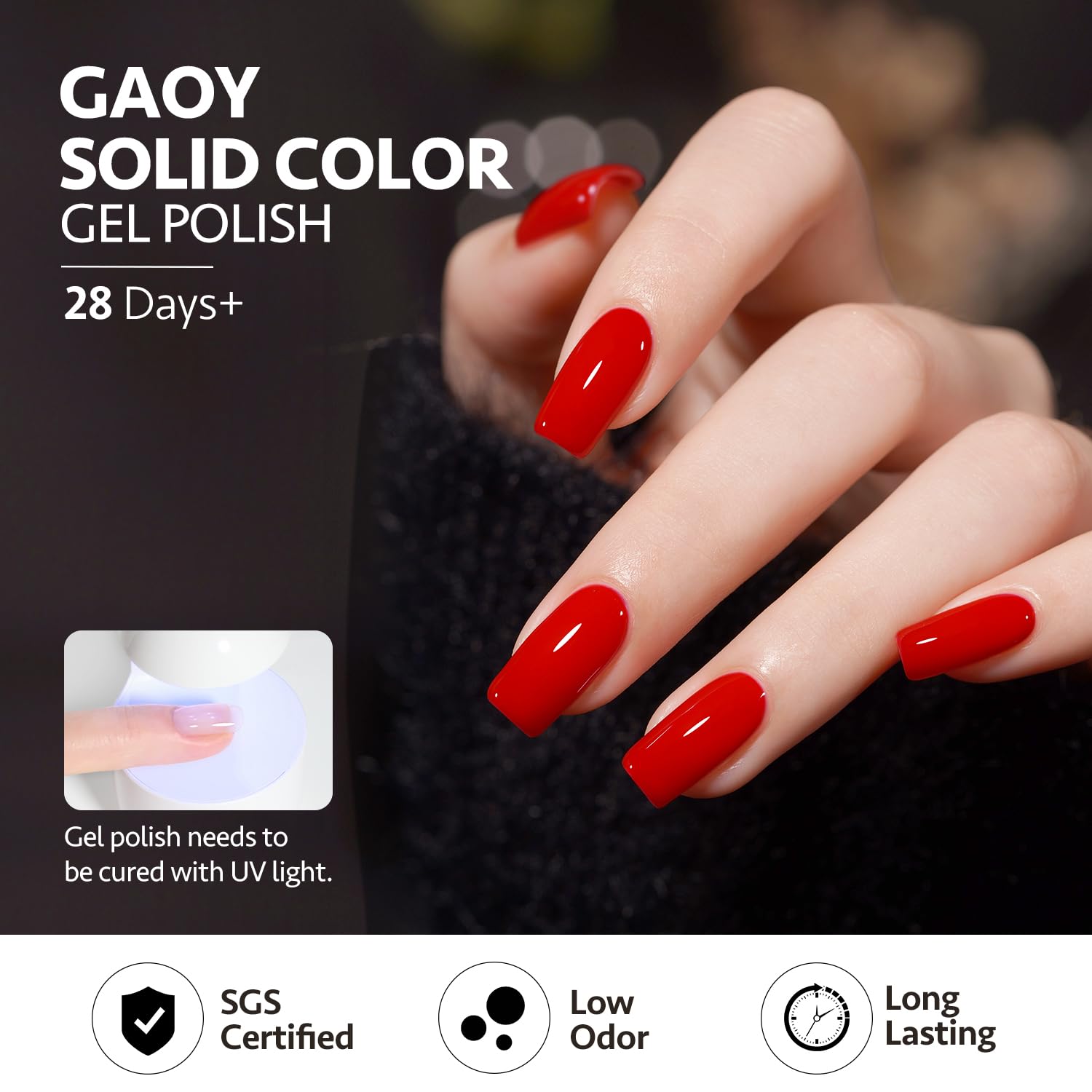GAOY acabado brillante oscuro para brillo duradero en uñas.