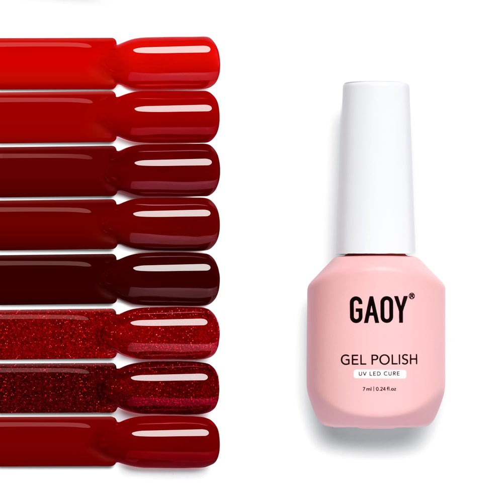 GAOY conjunto de 8 colores gel rojo para manicura duradera.