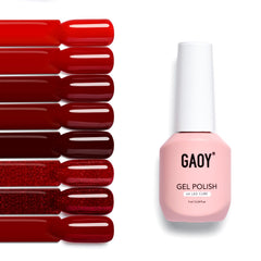 GAOY conjunto de 8 colores gel rojo para manicura duradera.