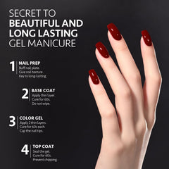 GAOY tono carmín gel para acabado vibrante en uñas.