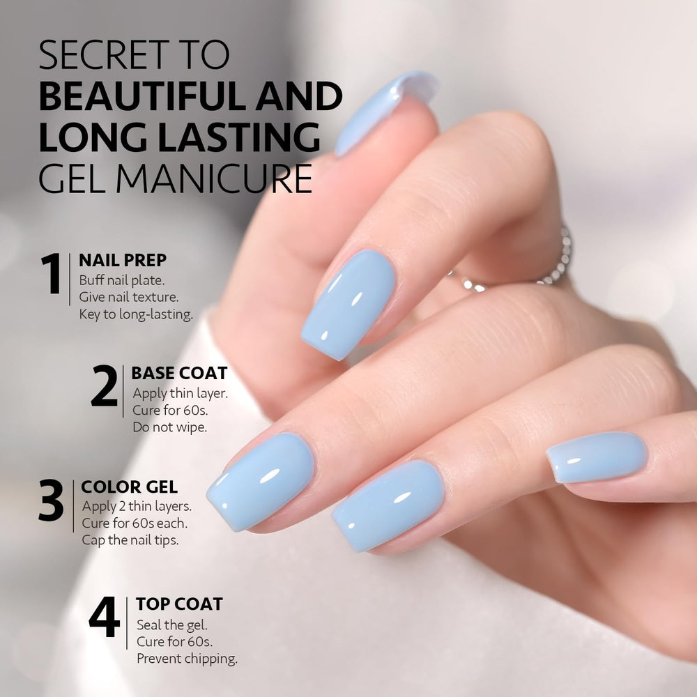 GAOY Light Blue Gel Nail Polish packaging shot, 16ml bottle ready for home art.