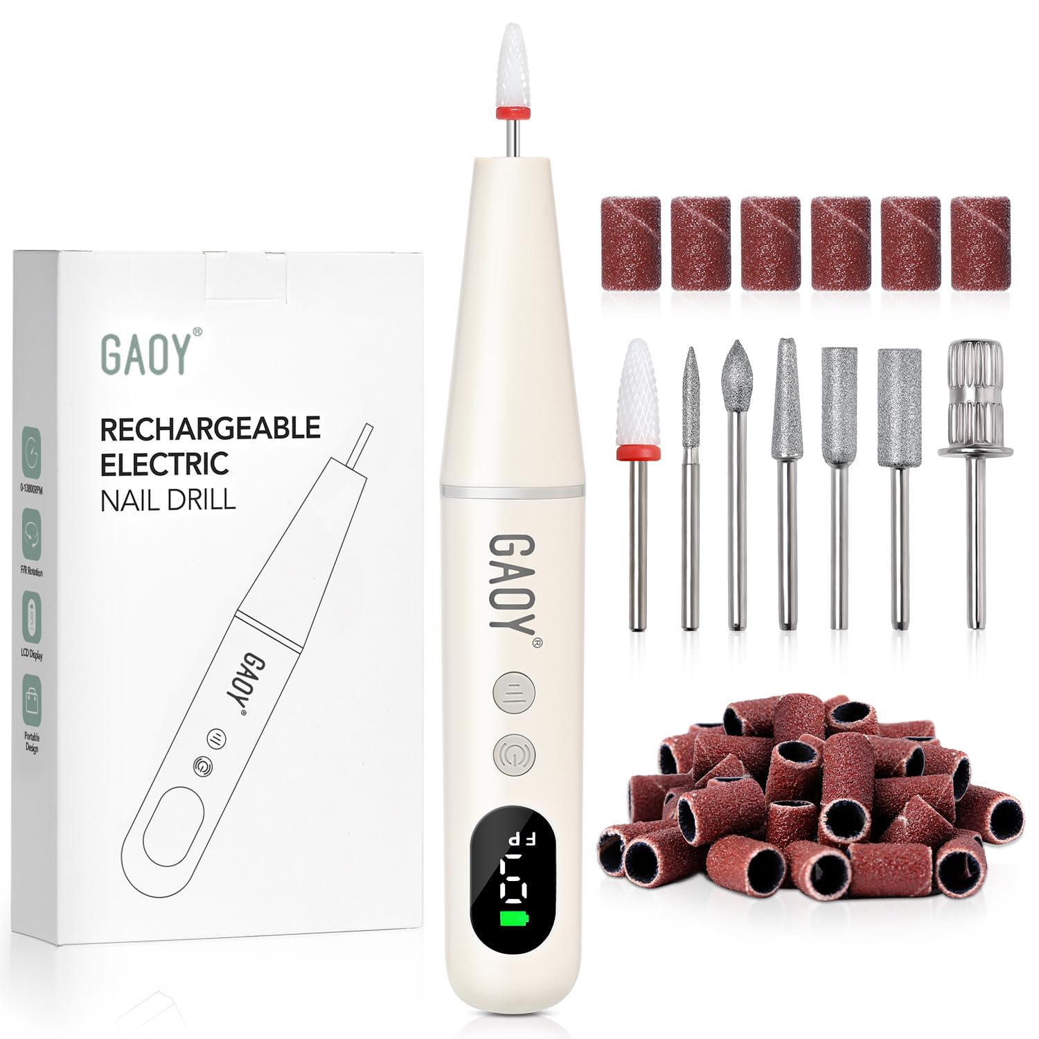 GAOY Lima eléctrica inalámbrica para uñas con acrílico y gel, ideal para uso doméstico