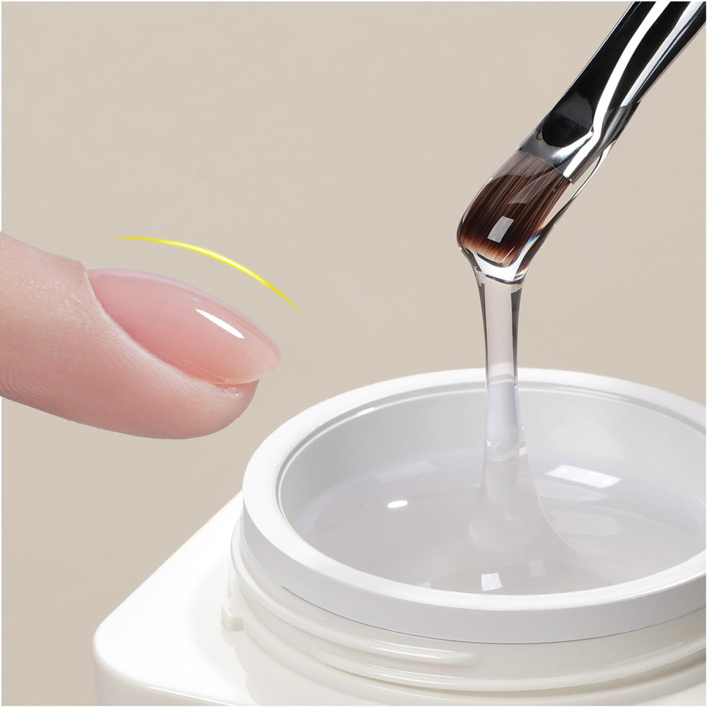 GAOY low-heat clear builder gel bottle delivering smooth, self-leveling nails.