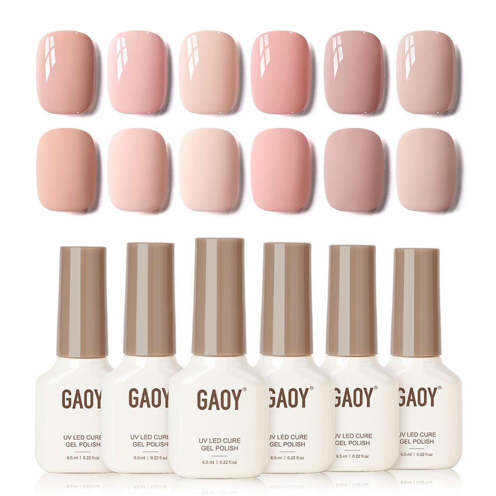 GAOY Macaron Set tonos crema rosa claro: brillo duradero para manicura diaria.