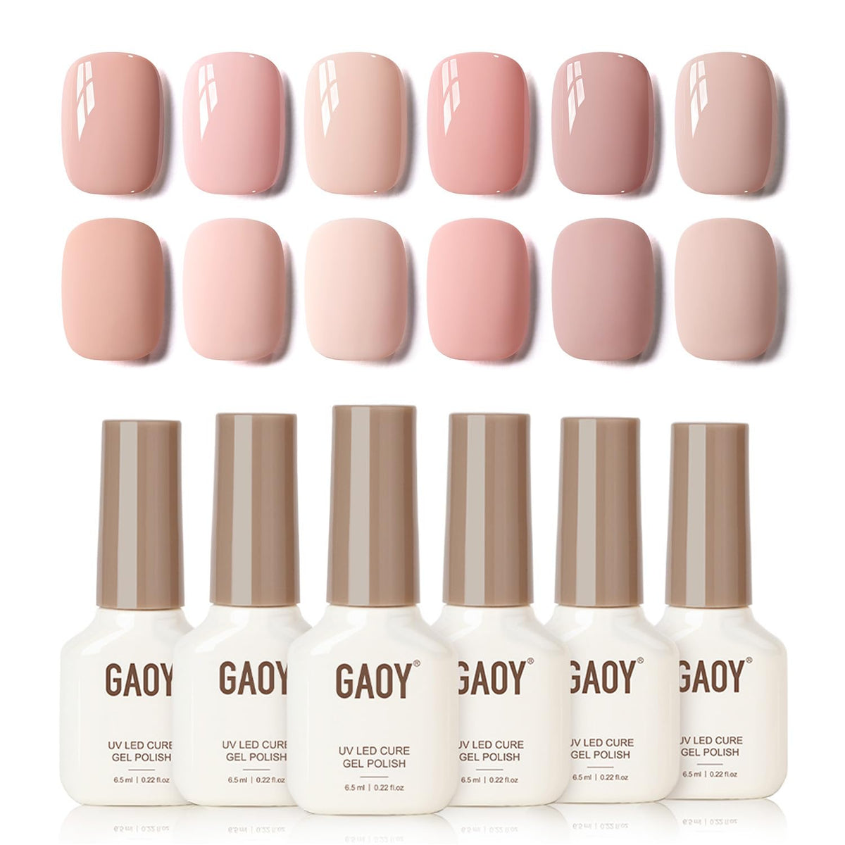 GAOY Macaron Set tonos crema rosa claro: brillo duradero para manicura diaria.