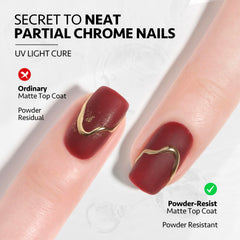 GAOY matte top coat swatch showing chrome-proof mirror-detail finish.