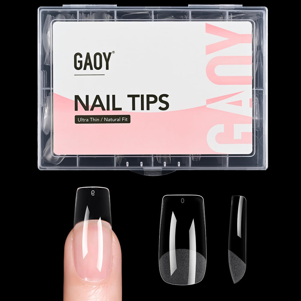 GAOY medium square fake nail tips with 240 pieces for precise sizing and comfort