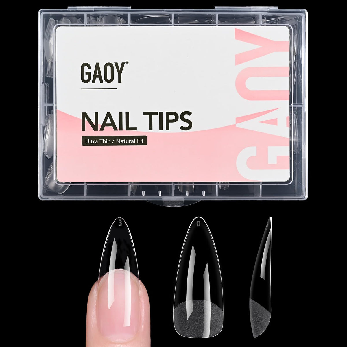 GAOY medium stiletto nail tips 240-piece set for versatile DIY nail art.