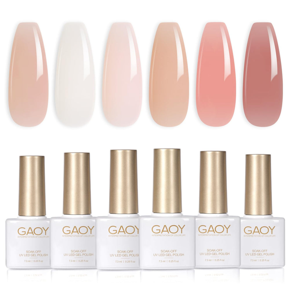 GAOY Milky Jelly Nude, set de gel translúcido en 6 colores para uñas con acabado suave